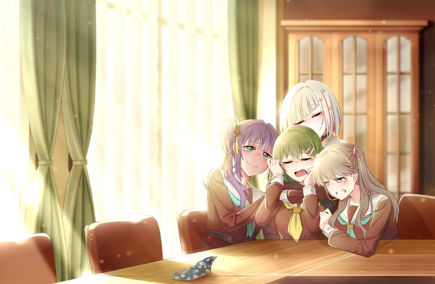 fujishima megumi, otomune kozue, yugiri tsuzuri, and ogami sachi (love live! and 1 more) drawn by tetetsu