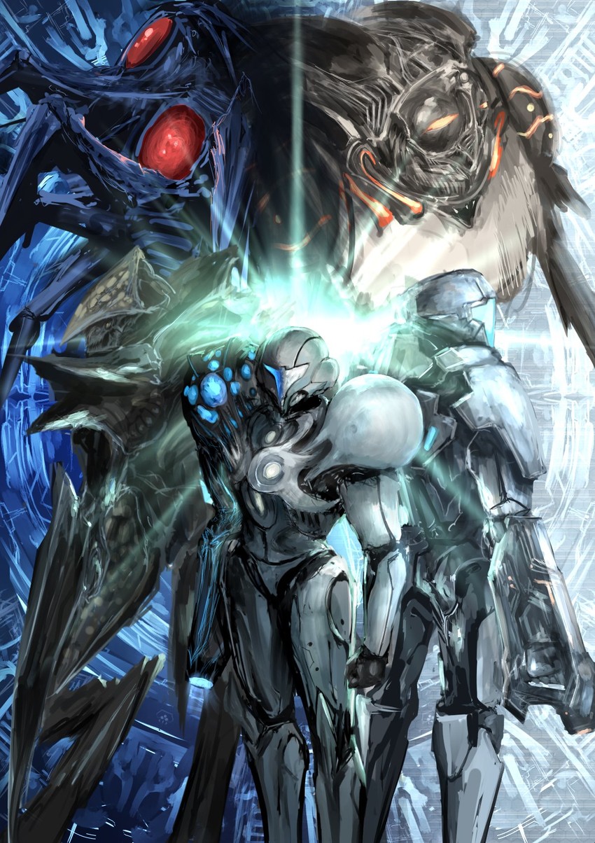 samus aran, dark samus, space pirate, ing, galactic federation trooper, and 1 more (metroid and 1 more) drawn by dennou_manjuu