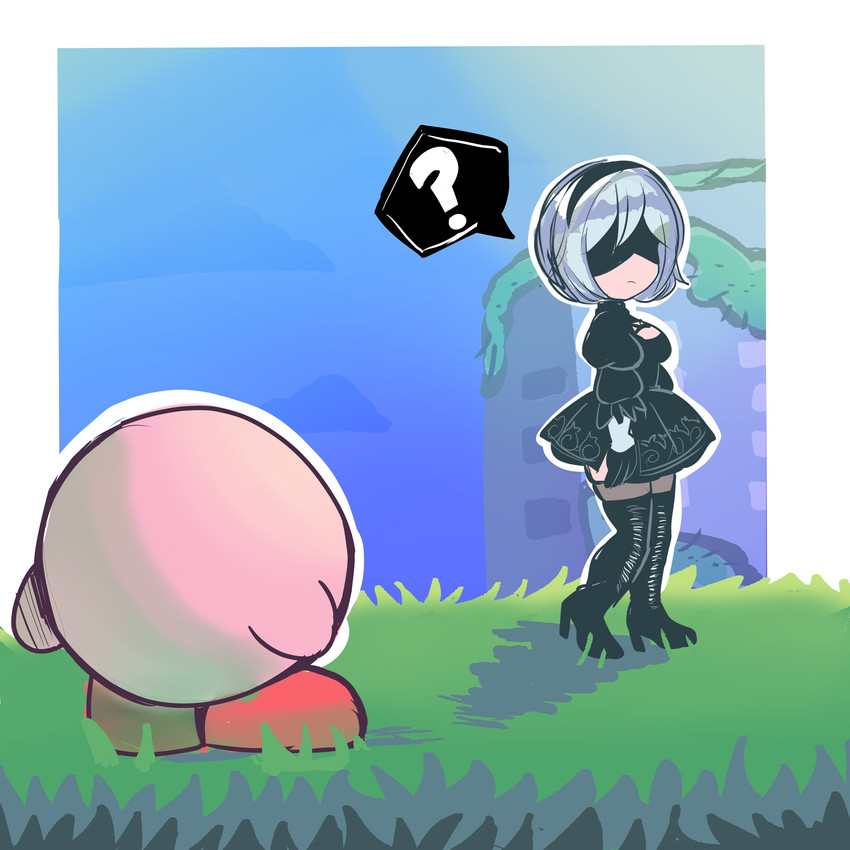 2b and kirby (nier and 3 more) drawn by bbycheese