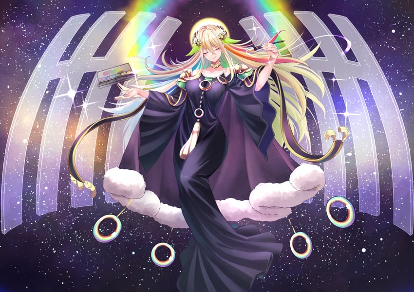 the weather painter rainbow and the weather painter moonbow (yu-gi-oh!) drawn by mikapa