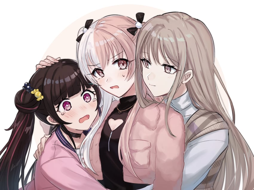 shinomiya kokoa, tendo hayate, and kaibara michiru (d4dj) drawn by aoki_shizumi