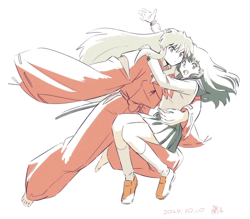 inuyasha and higurashi kagome (inuyasha) drawn by oooranje_nlj