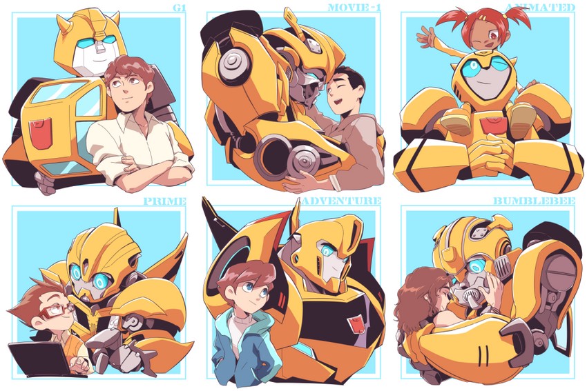 bumblebee, sari sumdac, spike witwicky, charlie watson, sam witwicky, and 2 more (transformers and 5 more) drawn by mijinkotail029
