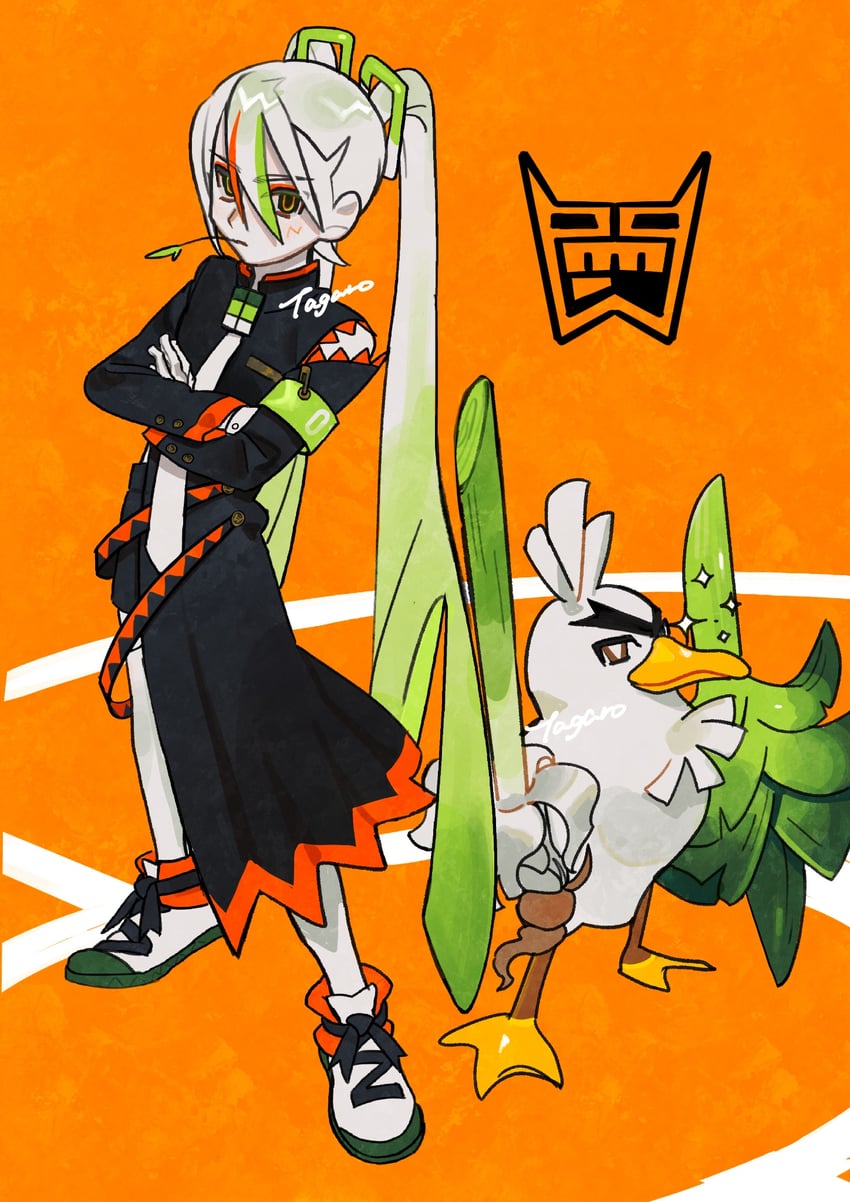 hatsune miku, sirfetch'd, and fighting miku (pokemon and 2 more) drawn by tagaro_(tagaro456777)