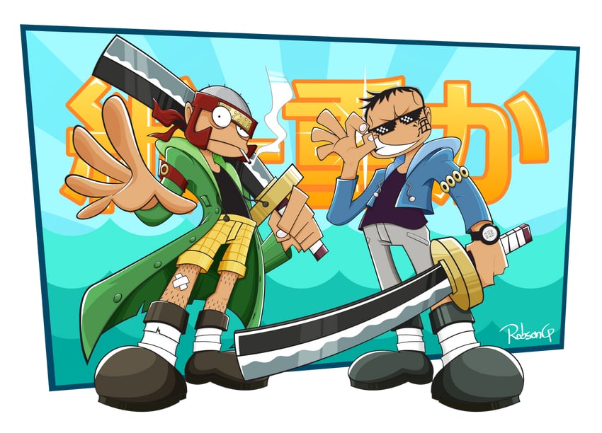johnny and yosaku (one piece) drawn by robsong