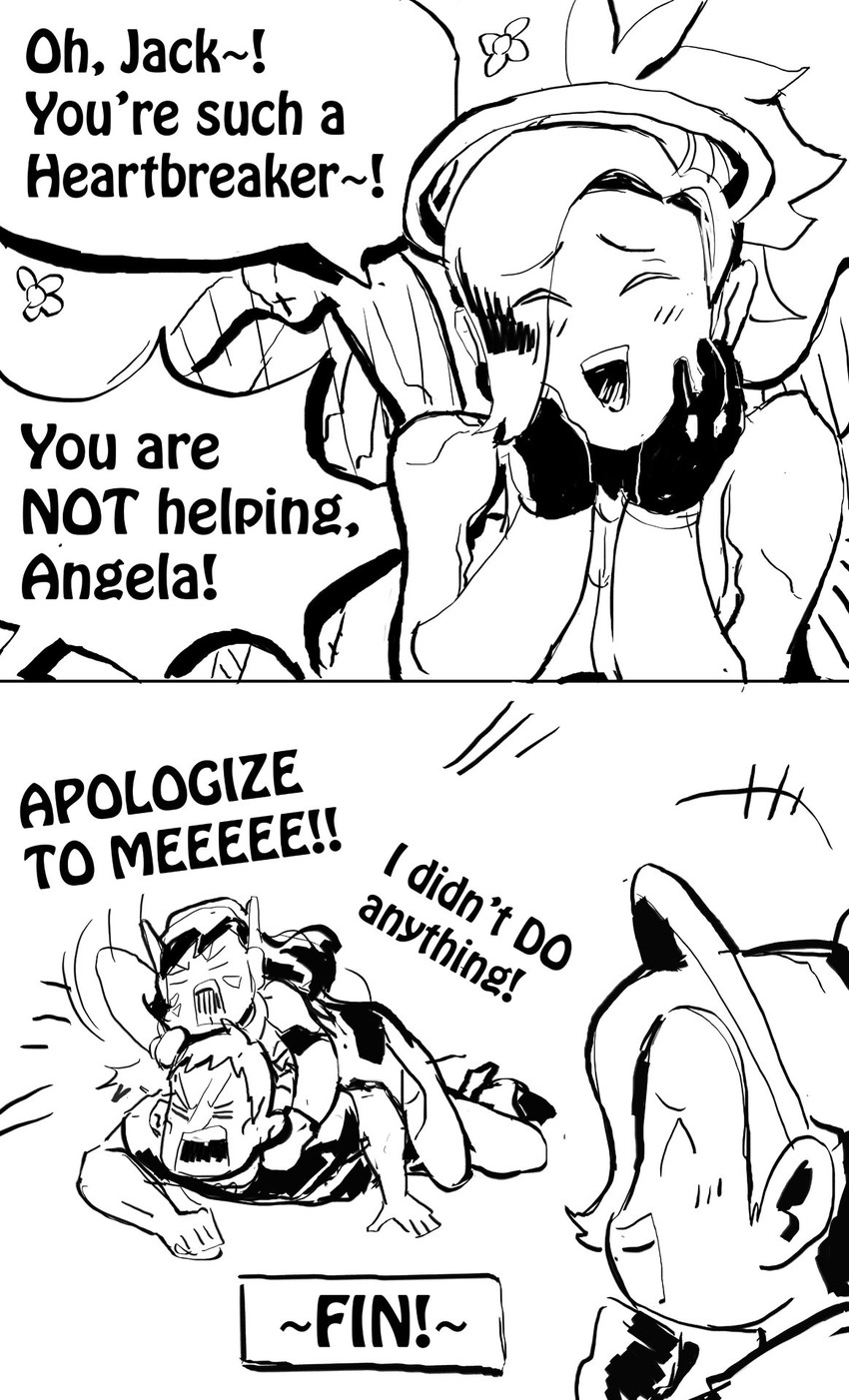 d.va, mercy, and soldier: 76 (overwatch and 1 more) drawn by njike