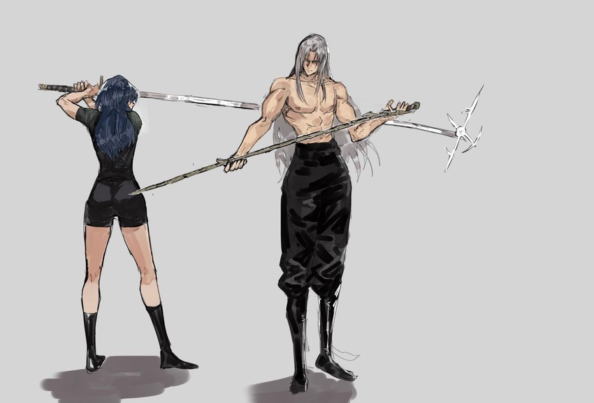 female byleth and sephiroth (fire emblem and 5 more) drawn by yourfreakyneighbourh