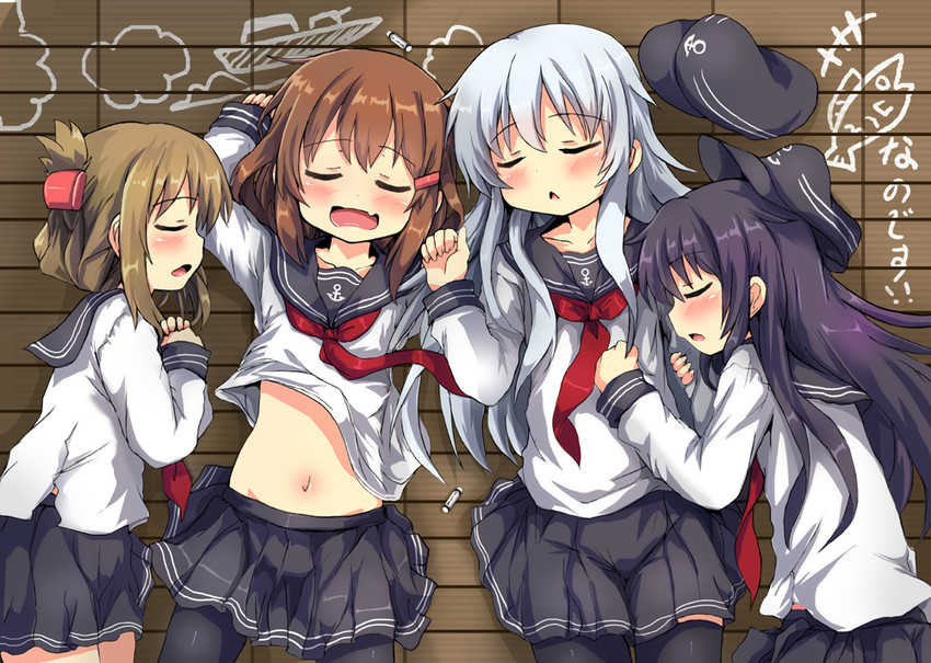 hibiki, inazuma, ikazuchi, and akatsuki (kantai collection) drawn by oshiruko_(uminekotei)