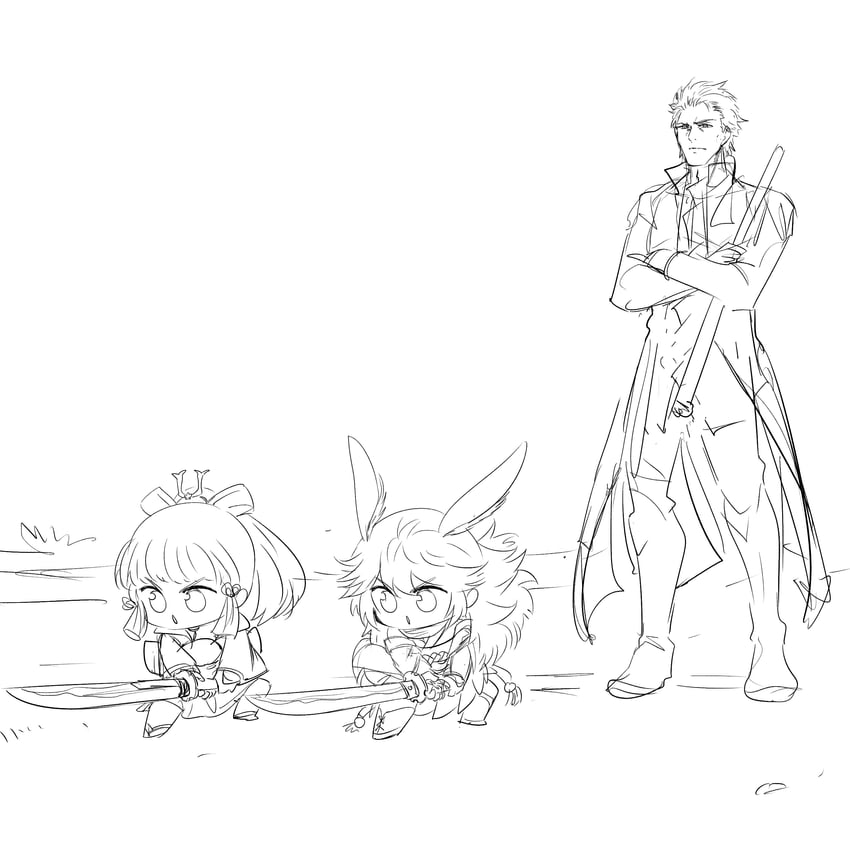 kamisato ayaka, yae sakura, and vergil (genshin impact and 4 more) drawn by aepuru_arts
