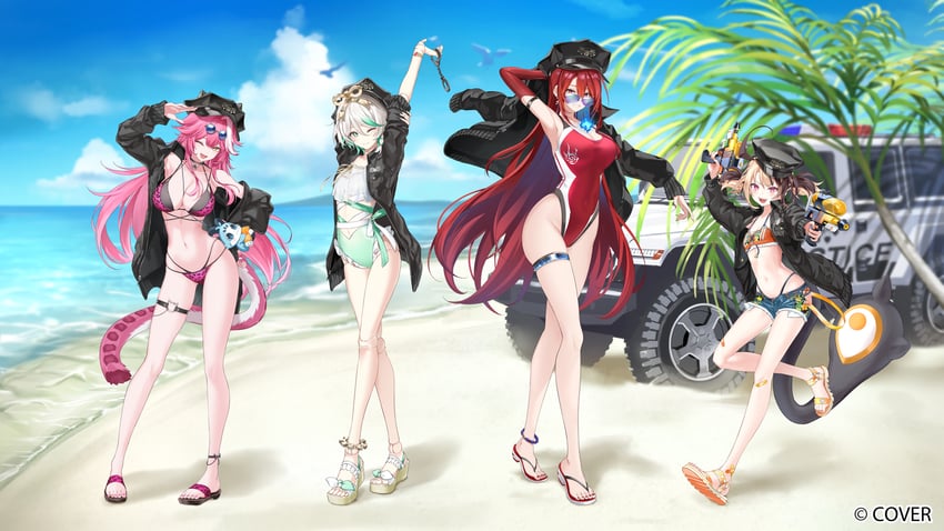 raora panthera, gigi murin, elizabeth rose bloodflame, cecilia immergreen, and chattino (hololive and 1 more) drawn by dice_gt