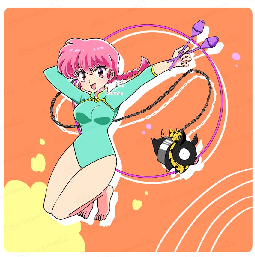 ranma-chan and p-chan (ranma 1/2) drawn by 01angelegg