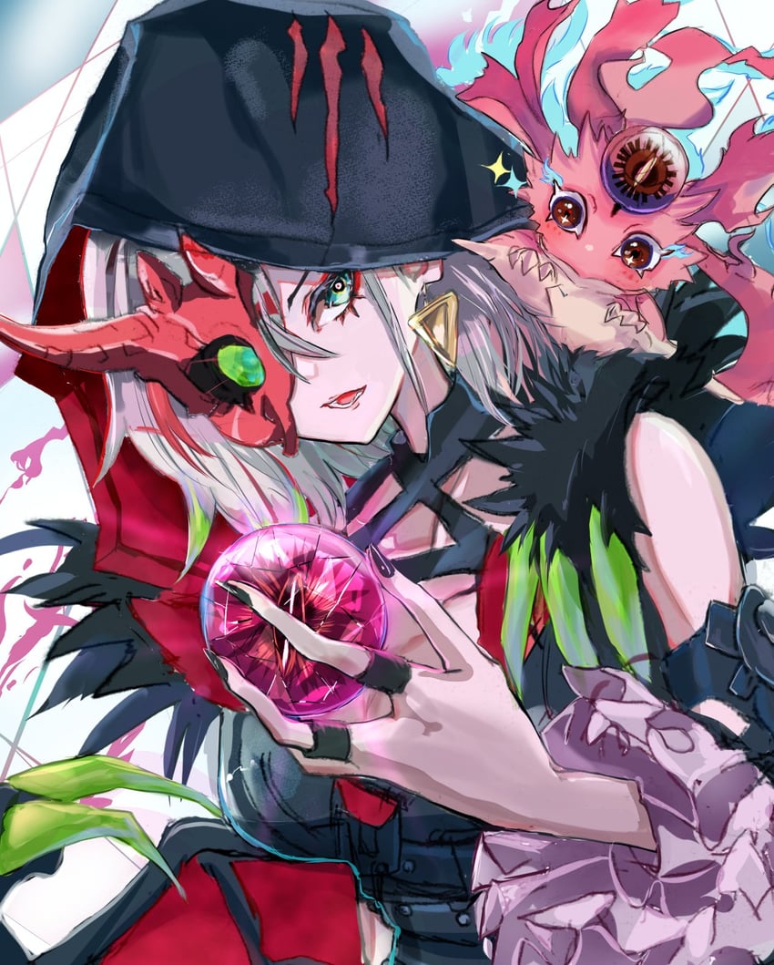 diabellstar the black witch and snake-eyes poplar (yu-gi-oh! and 1 more) drawn by noppe