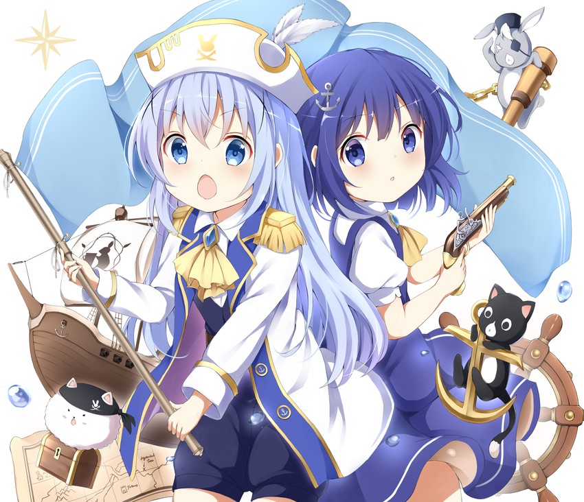 kafuu chino, tippy, anko, wild geese, and fuiba fuyu (gochuumon wa usagi desu ka?) drawn by stick_jitb