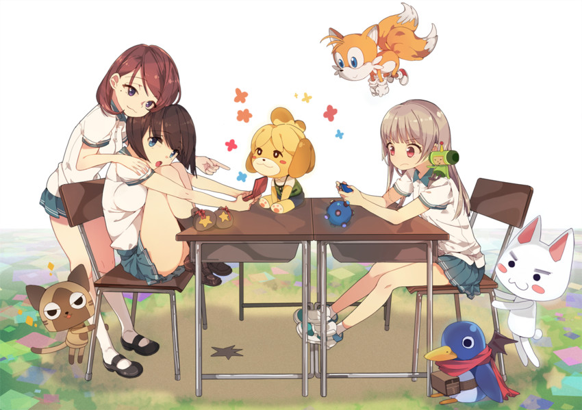 tails, isabelle, prinny, inoue toro, and the prince (original and 6 more) drawn by adcd