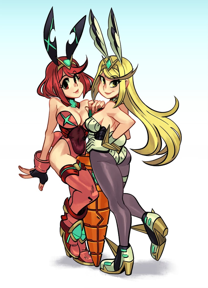 pyra and mythra (xenoblade chronicles and 1 more) drawn by alex_ahad