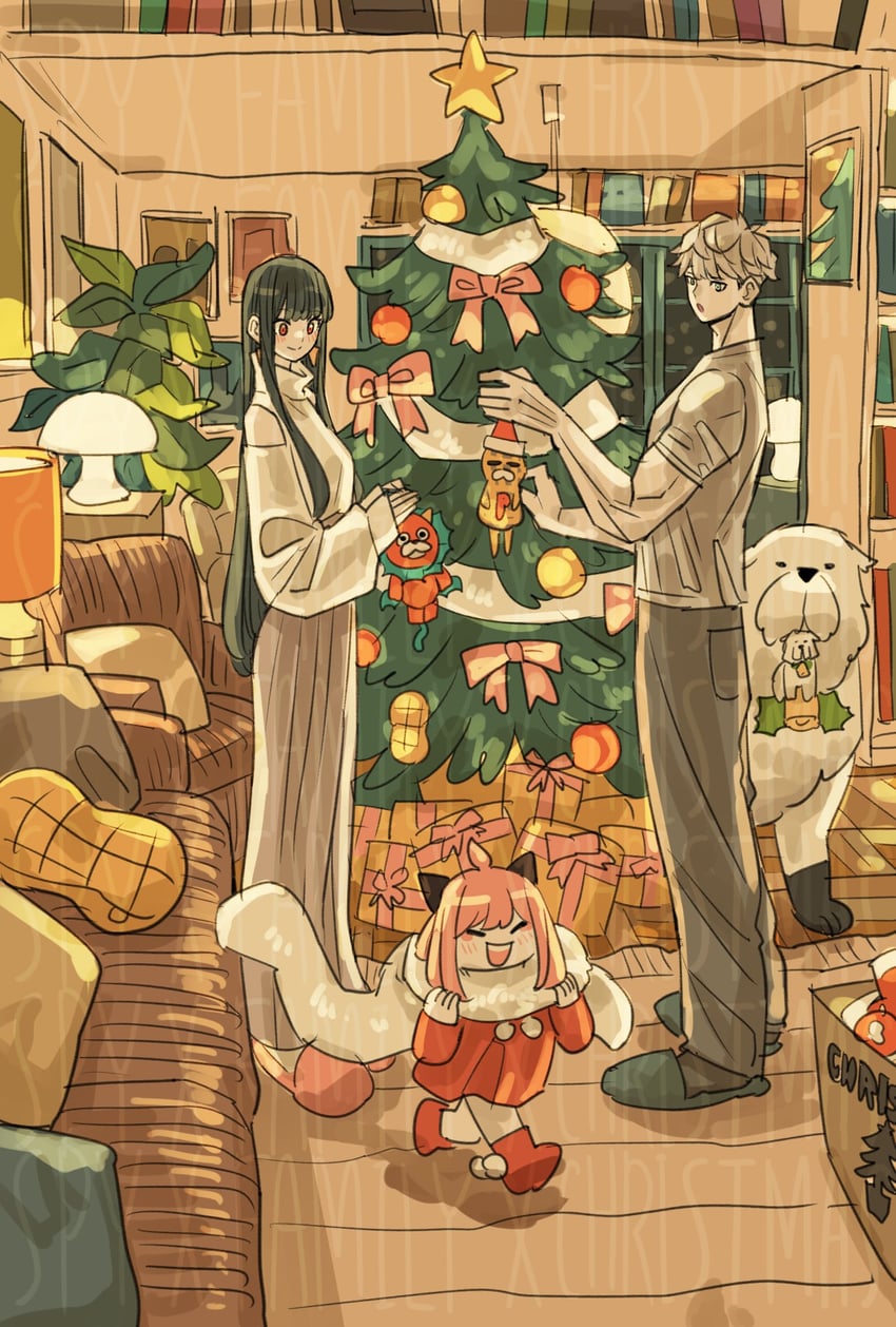 yor briar, anya, twilight, bond, and director chimera (spy x family) drawn by takeuchi_ryousuke