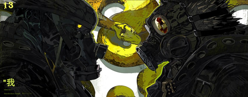 aikawa and caiman (dorohedoro) drawn by nano_(c175311)
