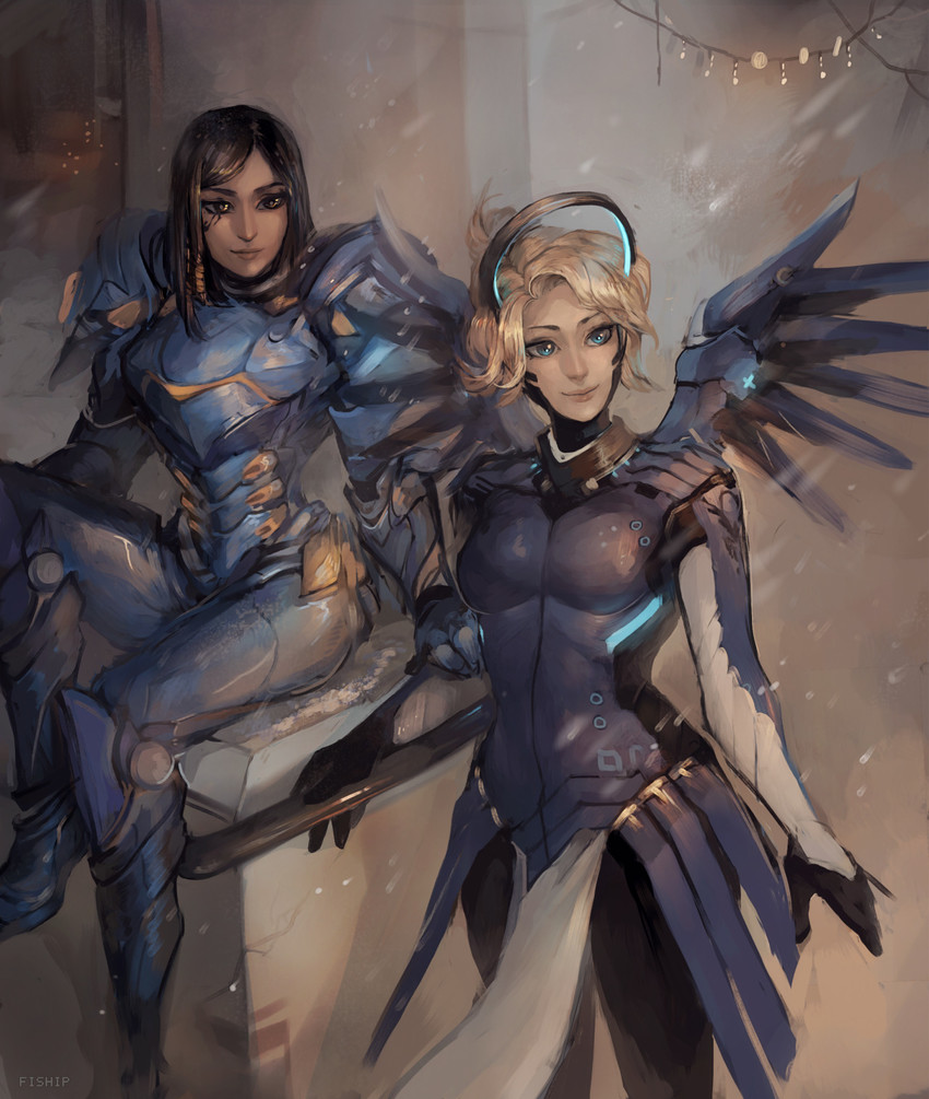 mercy and pharah (overwatch and 1 more) drawn by matilda_fiship