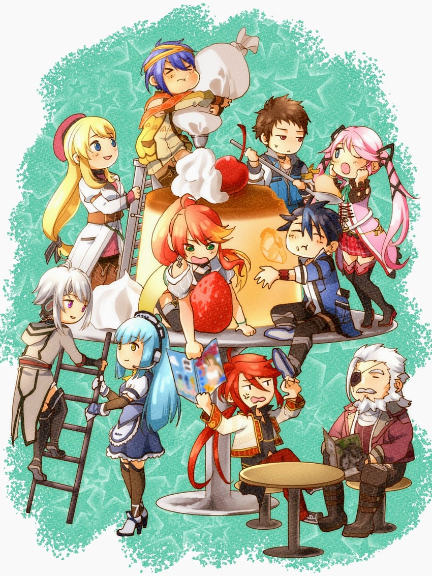 agnes claudel, van arkride, aaron wei, judith lanster, nadia rayne, and 5 more (eiyuu densetsu and 2 more) drawn by mikamikiseki