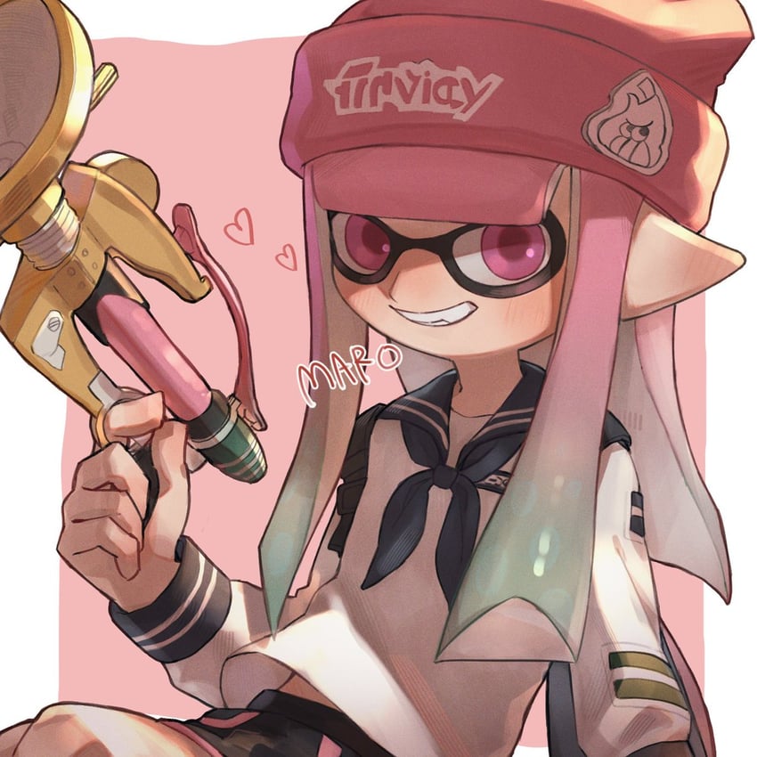 inkling player character and inkling girl (splatoon) drawn by maroooooow