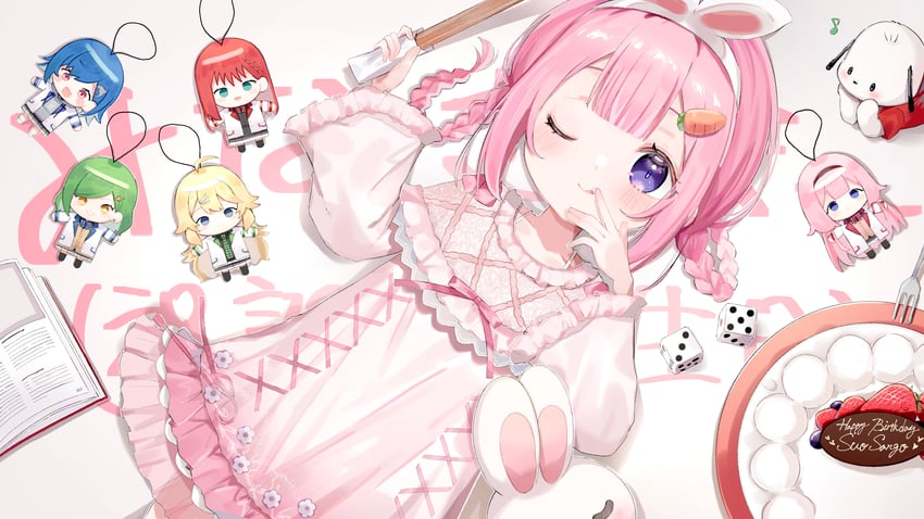 suo sango, nishizono chigusa, pochacco, kitakoji hisui, asahina akane, and 1 more (nijisanji and 1 more) drawn by tobun_sub