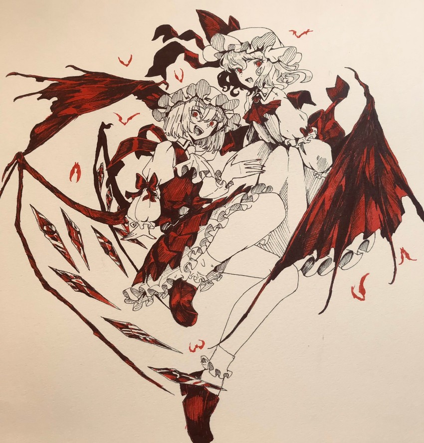 remilia scarlet and flandre scarlet (touhou) drawn by anderson_m0311