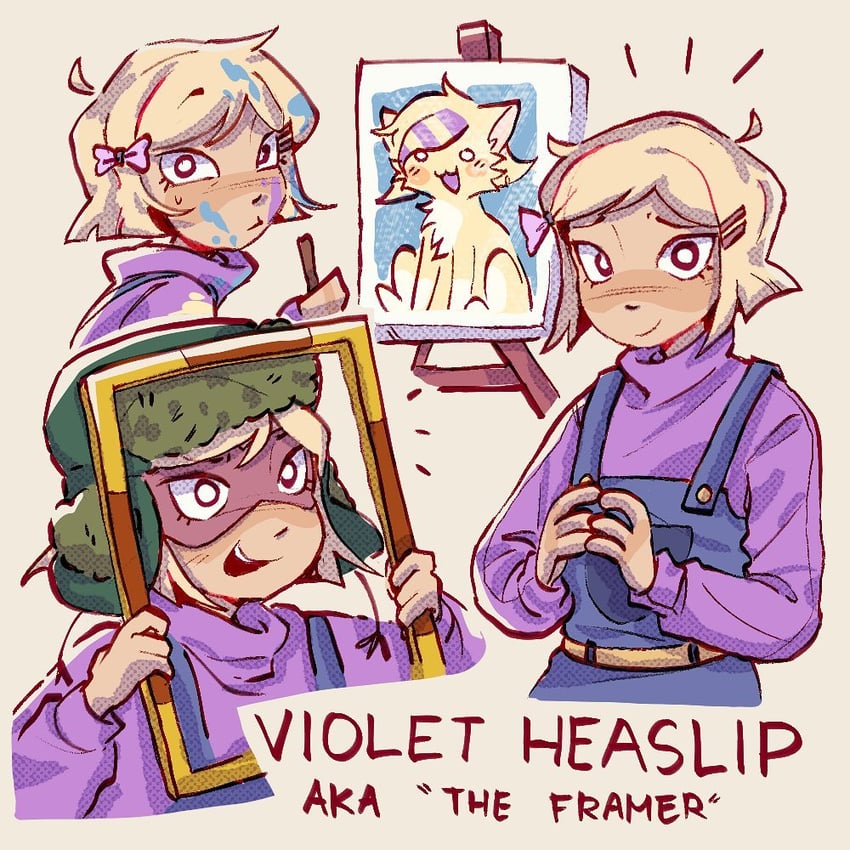 violet heaslip, the framer, and priscilla (wordgirl) drawn by ferventz
