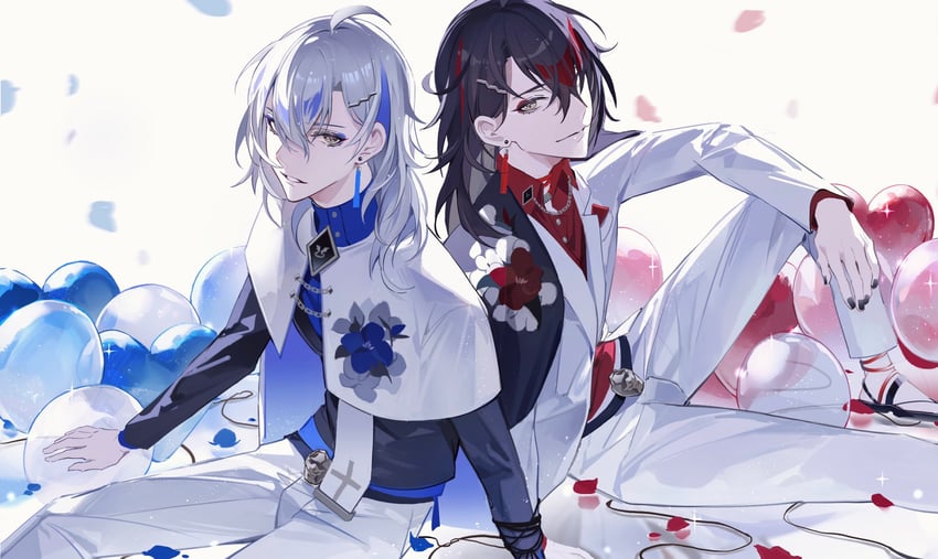 vox akuma and box tenshi (nijisanji and 1 more) drawn by neru_(jojo86080879)