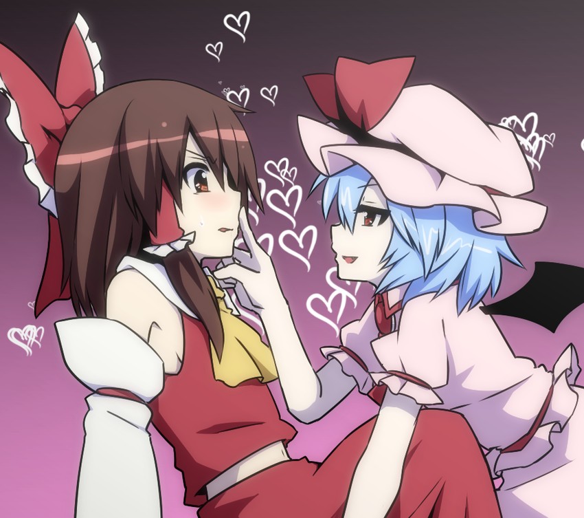 hakurei reimu and remilia scarlet (touhou) drawn by leon_(mikiri_hassha)