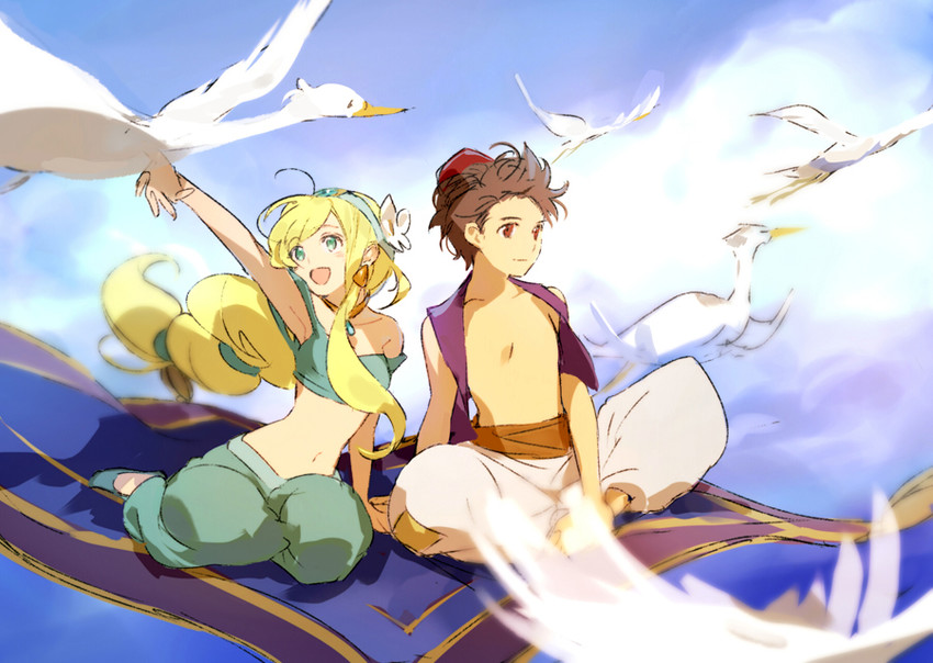 kaizuka inaho, asseylum vers allusia, jasmine, and aladdin (aldnoah.zero and 1 more) drawn by logi_bunbukucha