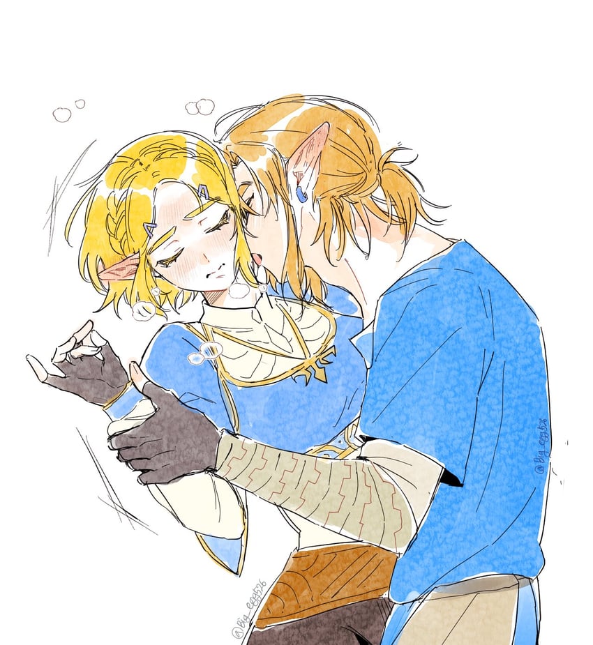 link and princess zelda (the legend of zelda and 2 more) drawn by big_egg526