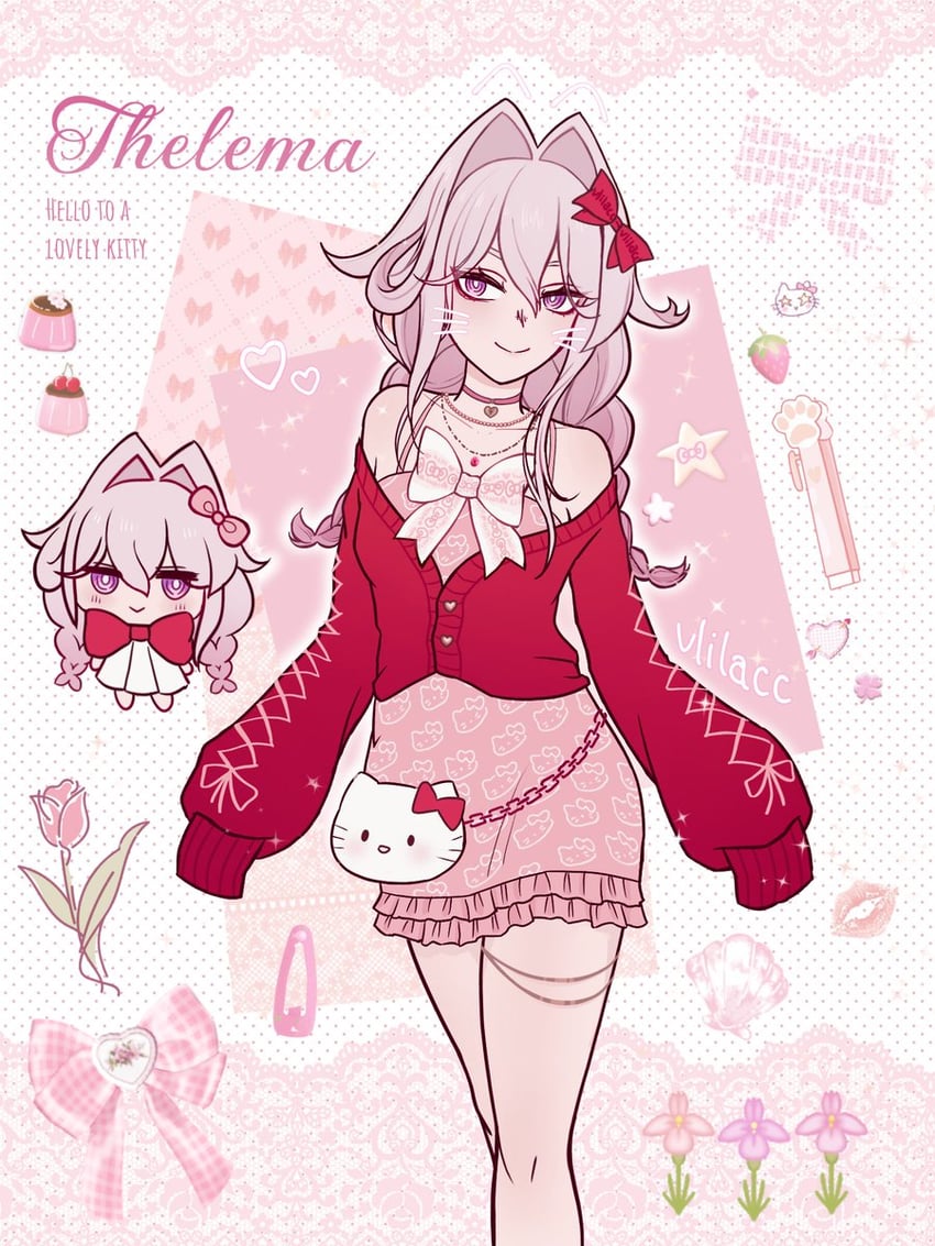 hello kitty and thelema nutriscu (honkai and 3 more) drawn by vlilacc