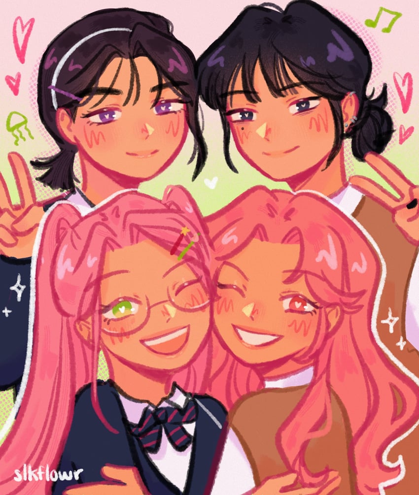 sua, mizi, koga mitsuki, and oosawa aya (alien stage and 1 more) drawn by slkflowr