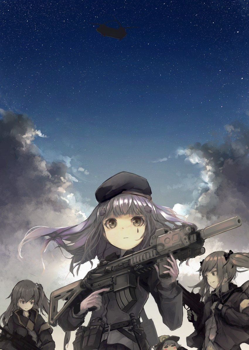 hk416, ump45, ump9, and g11 (girls' frontline) drawn by harufude