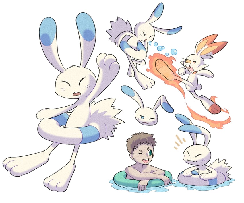 scorbunny and warabbit (pokemon and 1 more) drawn by alm_lobo