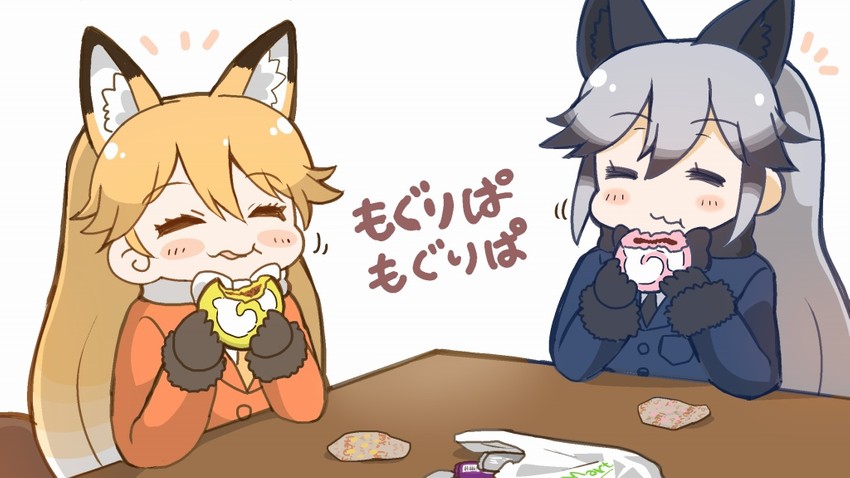 silver fox and ezo red fox (kemono friends) drawn by tanaka_kusao
