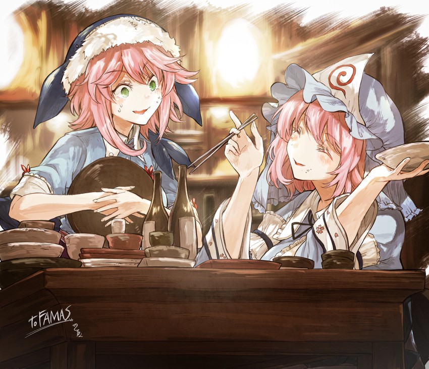 saigyouji yuyuko and okunoda miyoi (touhou) drawn by hisona_(suaritesumi)