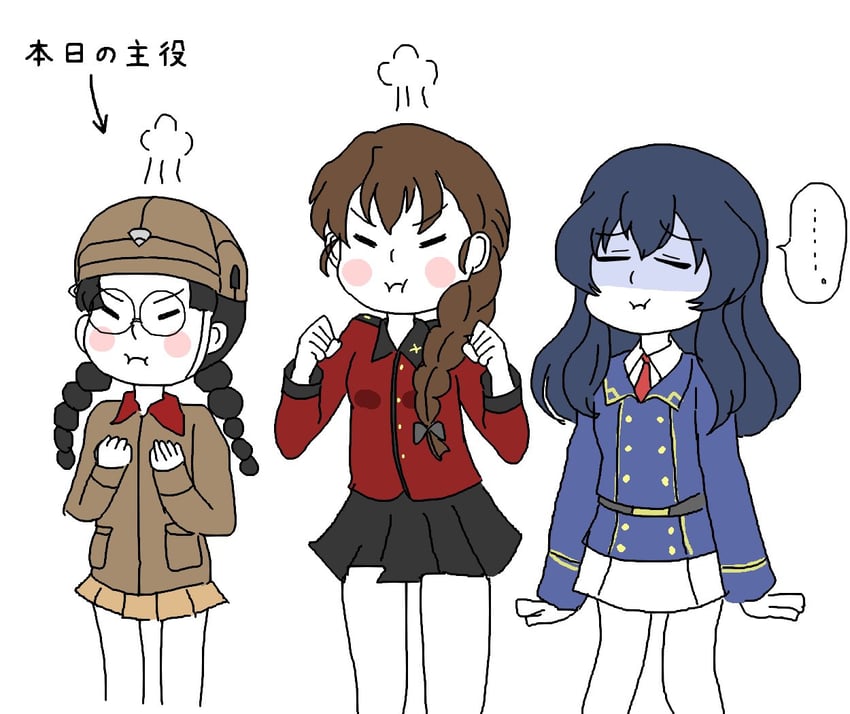 fukuda haru, rukuriri, and eclair (girls und panzer) drawn by aqclk