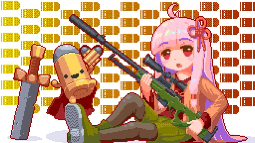kotonoha akane, bullet kin, and the bullet (voiceroid and 1 more) drawn by cademofu