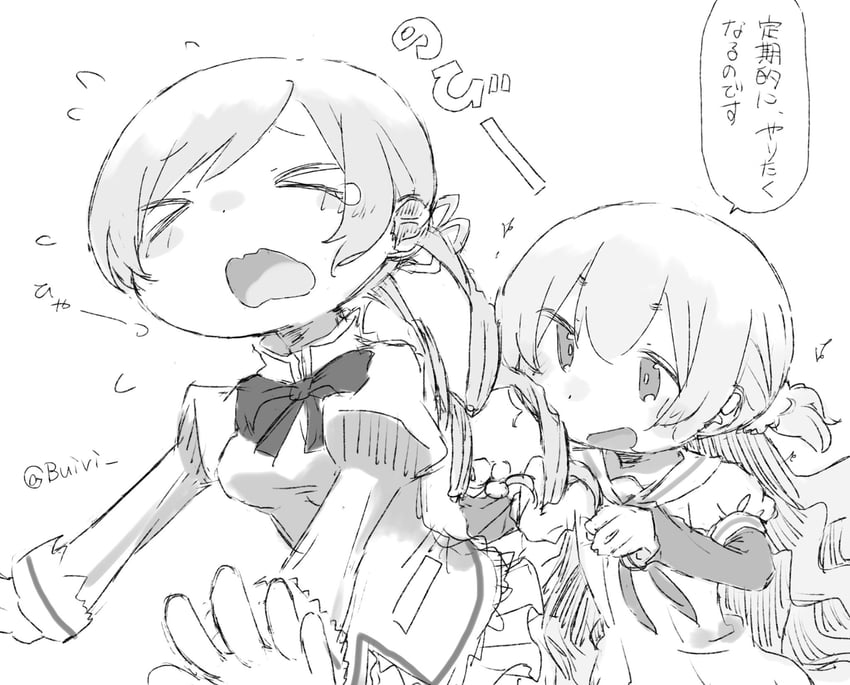 tomoe mami and momoe nagisa (mahou shoujo madoka magica and 1 more) drawn by buivi