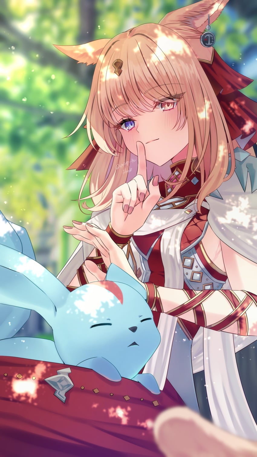 warrior of light and carbuncle (final fantasy and 1 more) drawn by khr_39