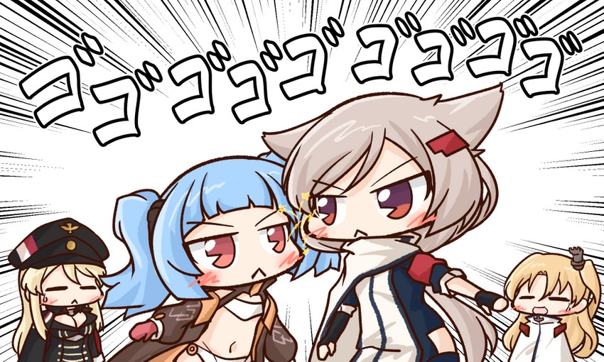 bismarck, cleveland, montpelier, and u-556 (azur lane) drawn by aka_shiba