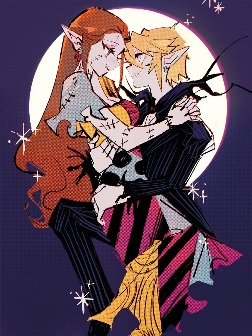 link, princess zelda, jack skellington, and sally (the legend of zelda and 2 more) drawn by manodemarina