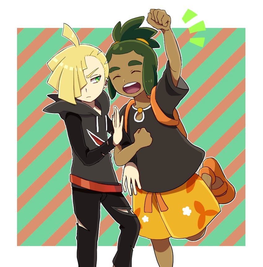 gladion and hau (pokemon and 1 more) drawn by ka-mw