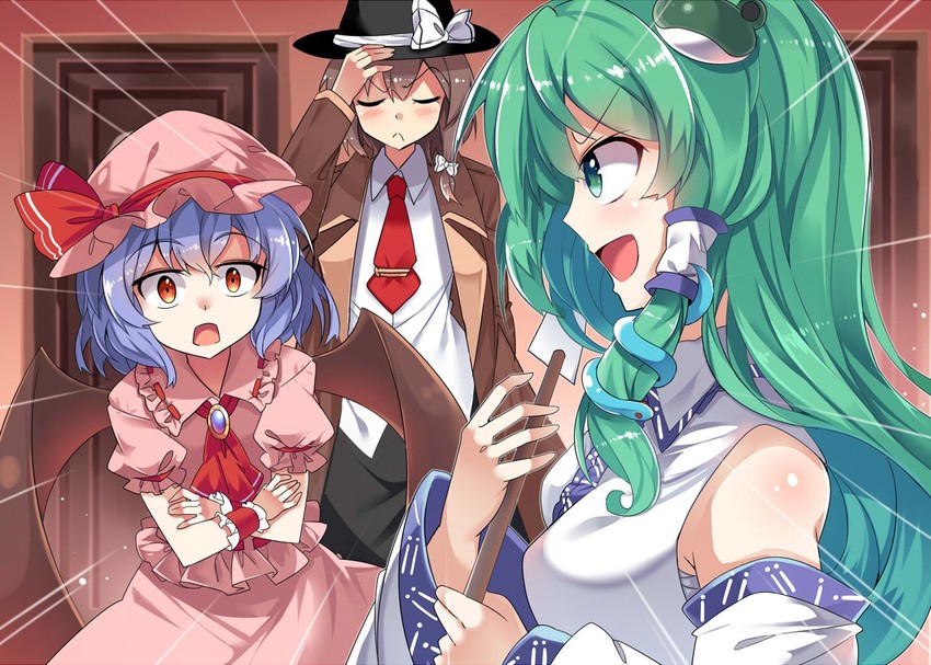 remilia scarlet, kochiya sanae, and usami renko (touhou) drawn by e.o.