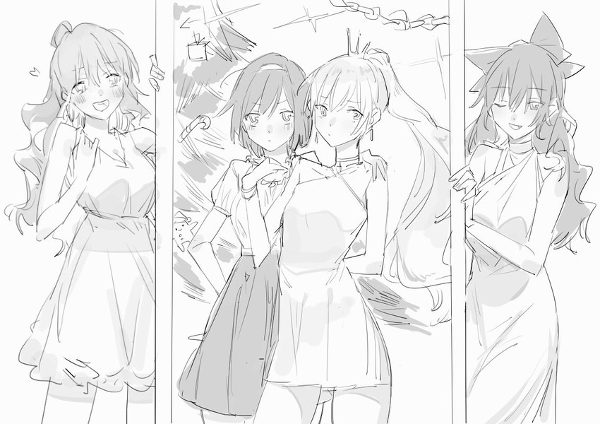 ruby rose, weiss schnee, yang xiao long, and blake belladonna (rwby) drawn by suiso_(owp)