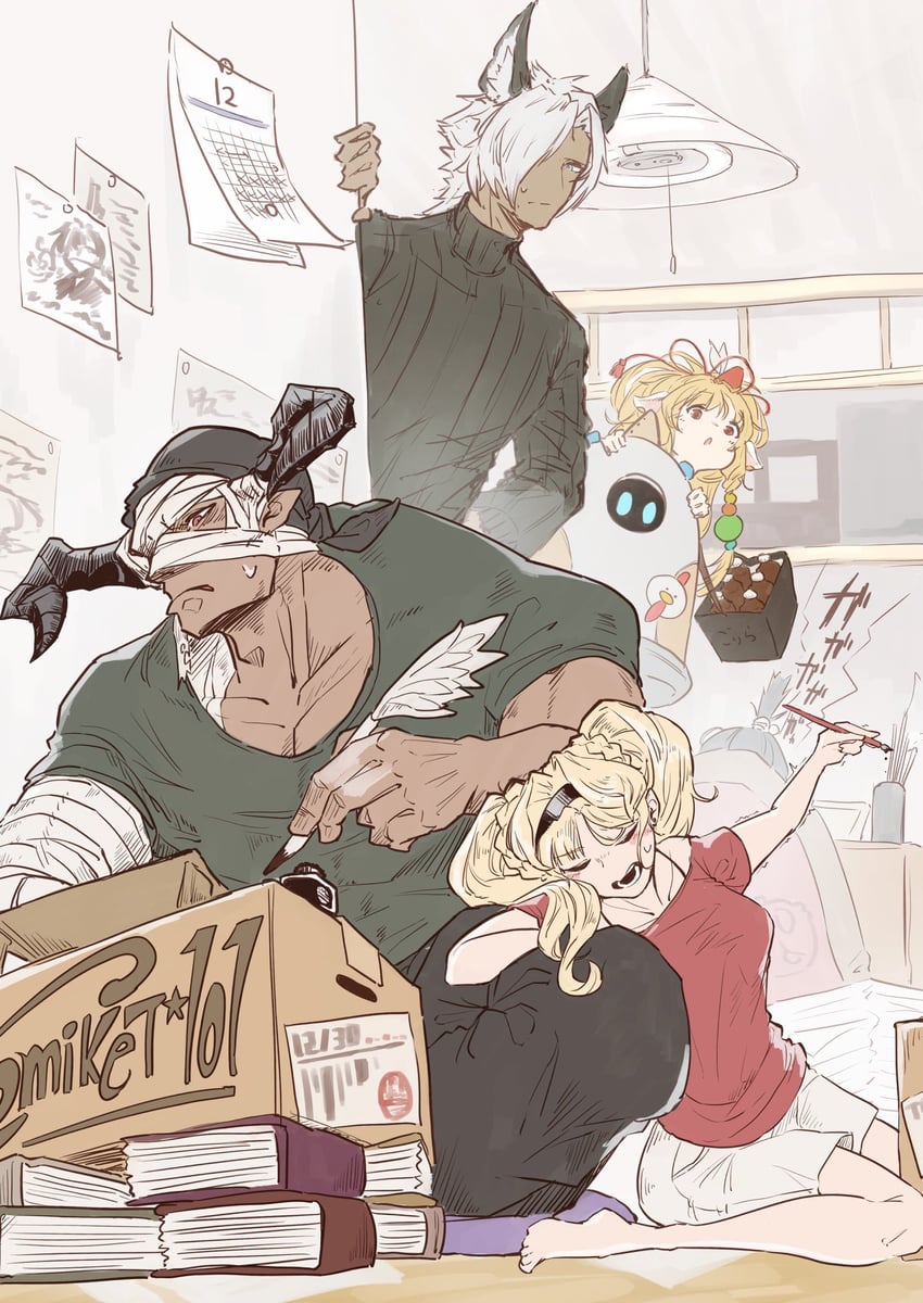 mahira, lunalu, vaseraga, eustace, and joy (granblue fantasy) drawn by taiyakin29