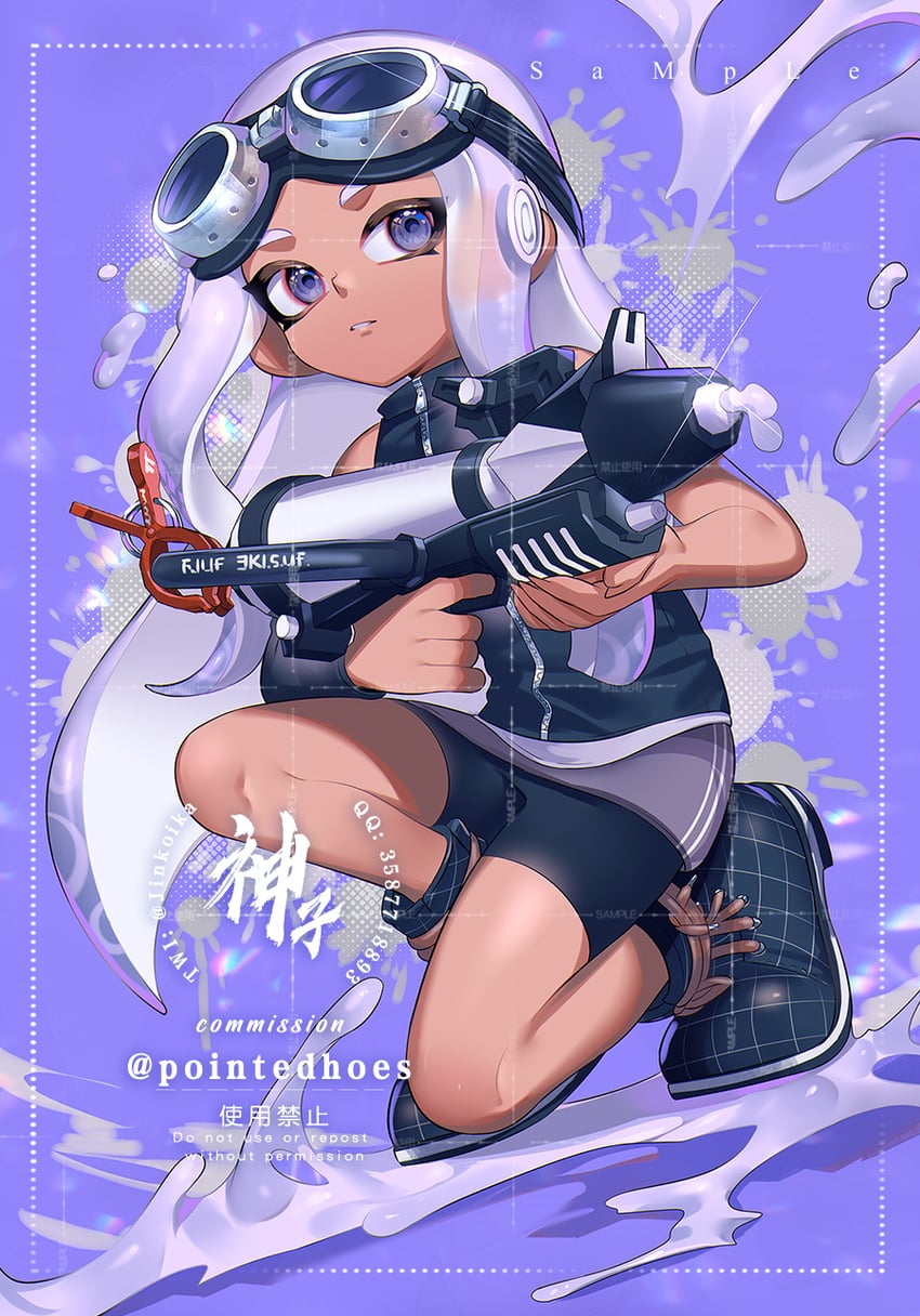 octoling player character and octoling girl (splatoon) drawn by jinkoika