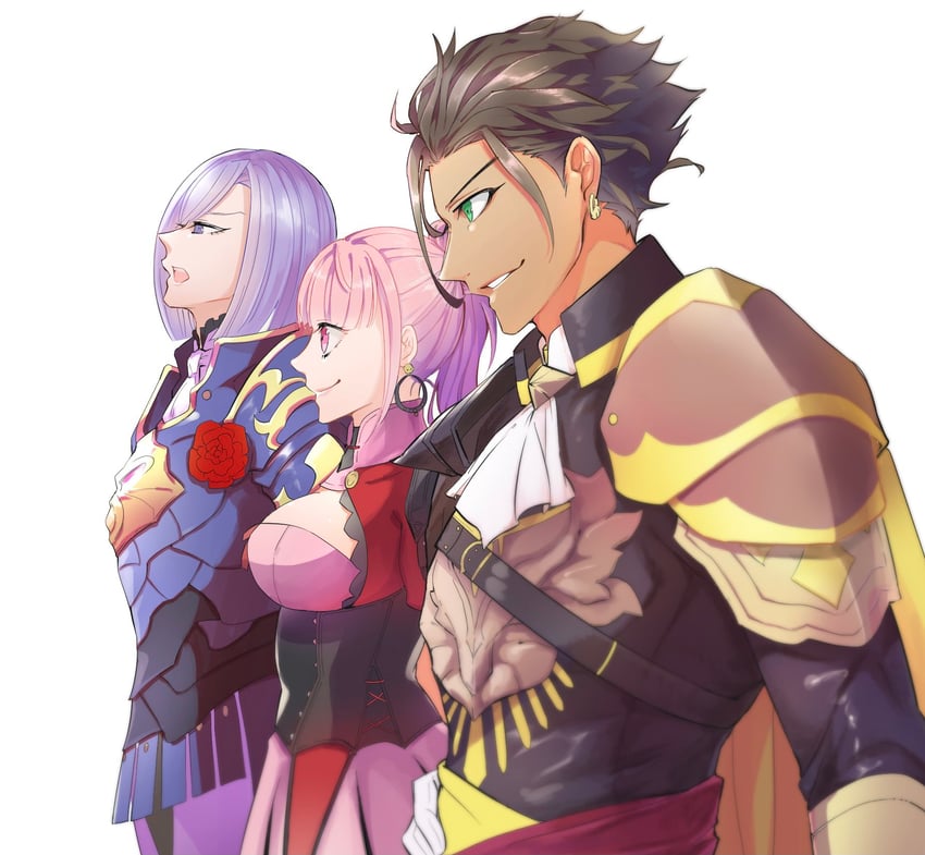 hilda valentine goneril, claude von riegan, and lorenz hellman gloucester (fire emblem and 2 more) drawn by weooooow