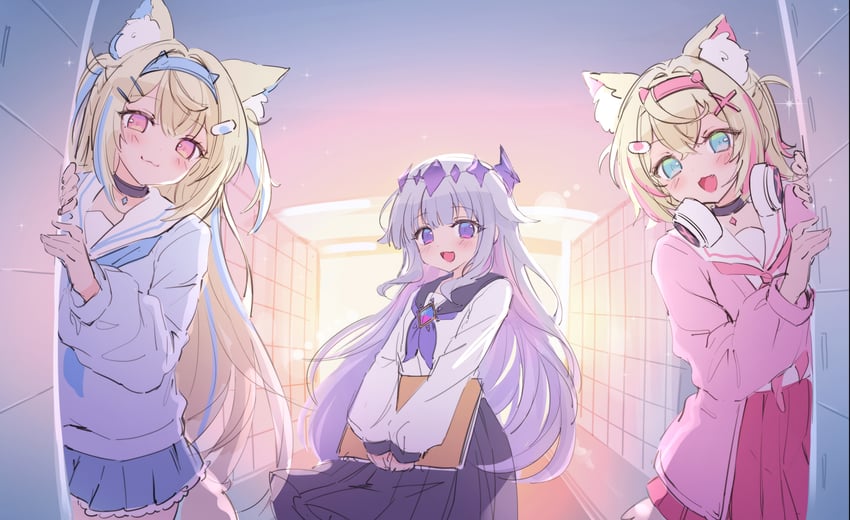 fuwawa abyssgard, mococo abyssgard, and koseki bijou (hololive and 1 more) drawn by nyana_xoxo